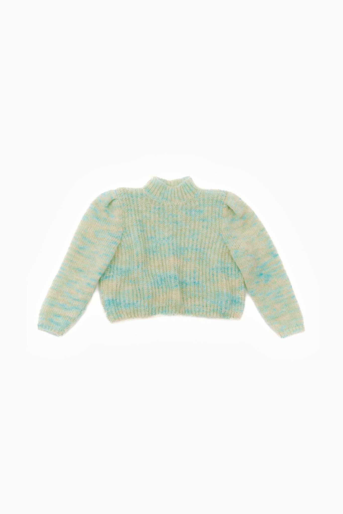 Light Blue Knit Sweater Handmade in Barcelona for Women, Sustainable Mohair